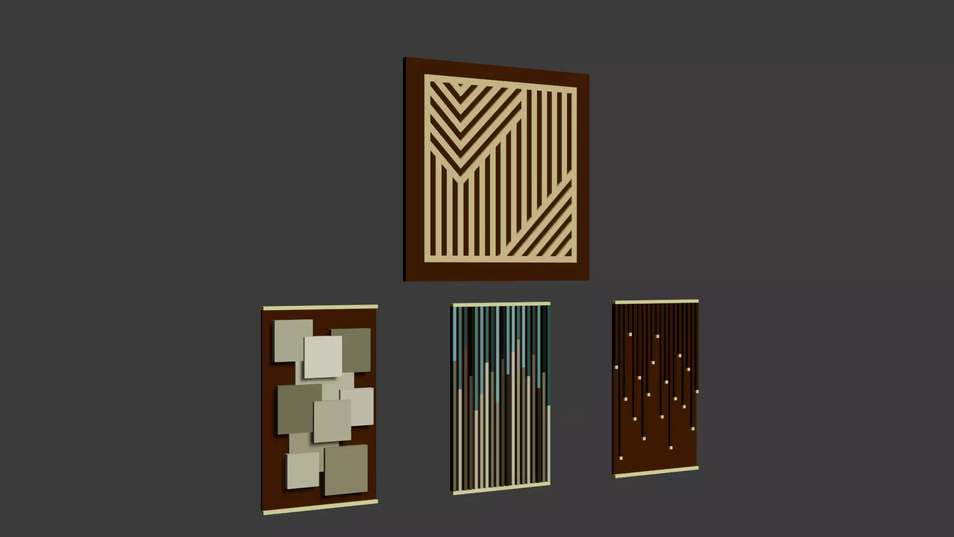 Modern Wall Art Set Low-poly 3D model_0