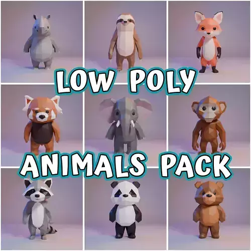 Low Poly Stylized Cute Animal Pack - 9 Models 3D Model Collection