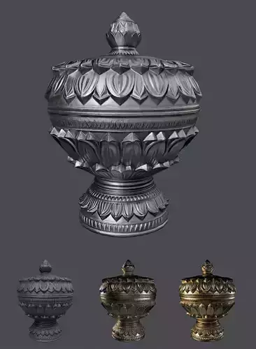 Vase Goblet  Low Poly PBR X 4 Textures Silver Gold Bronze Iron