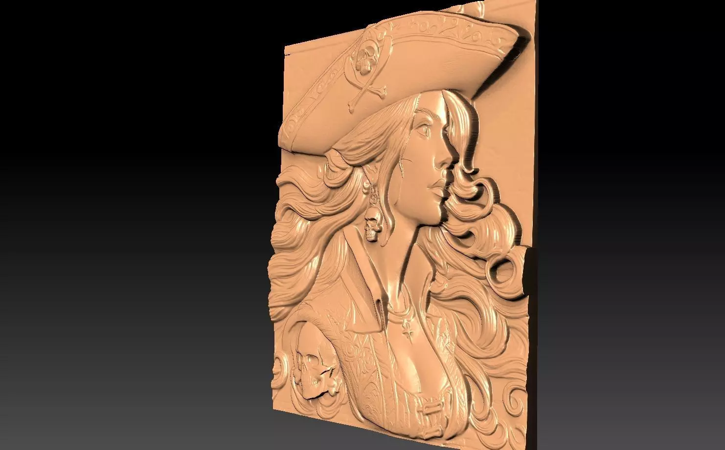 Pirate woman CNC 3D print model_3