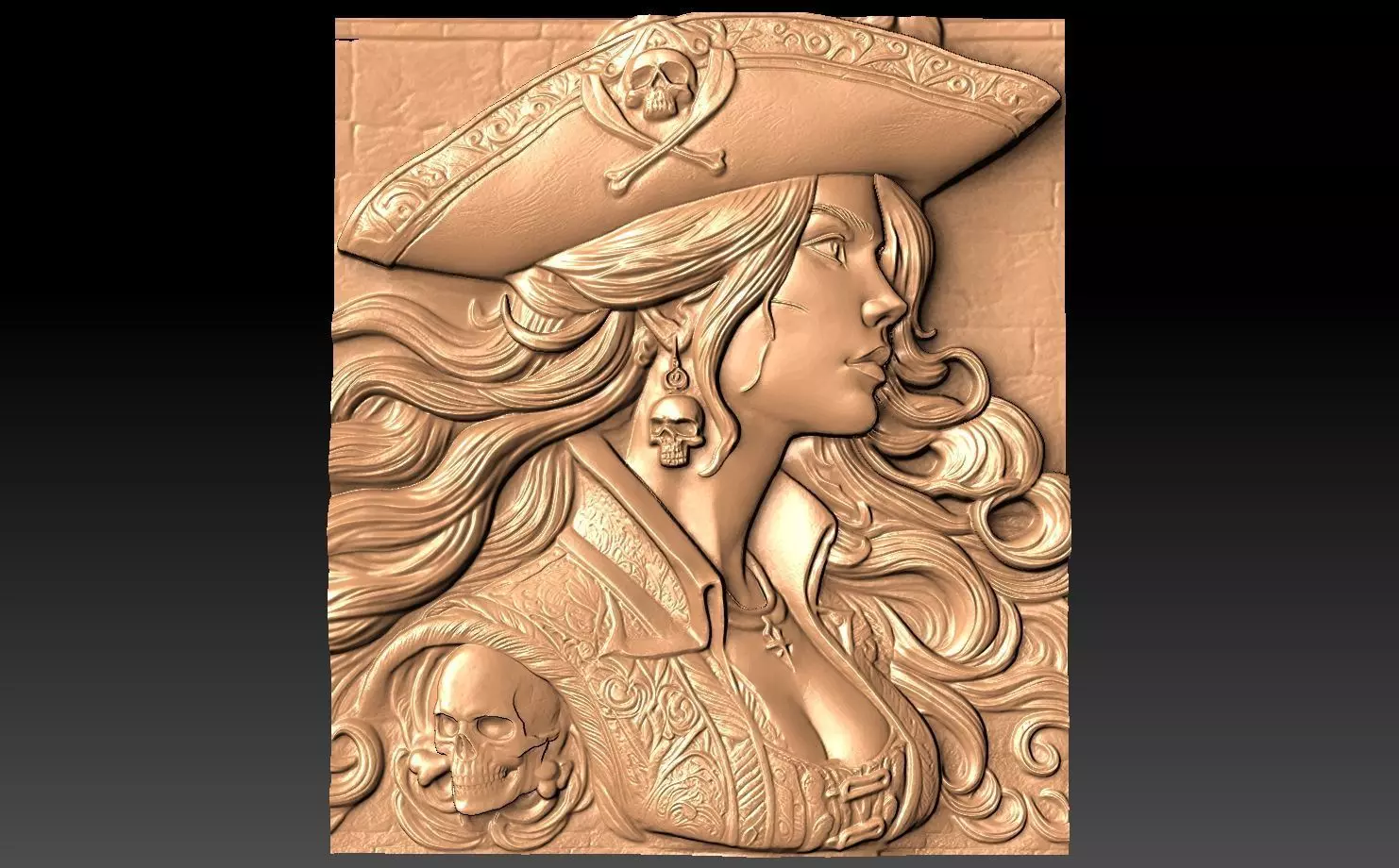 Pirate woman CNC 3D print model_1