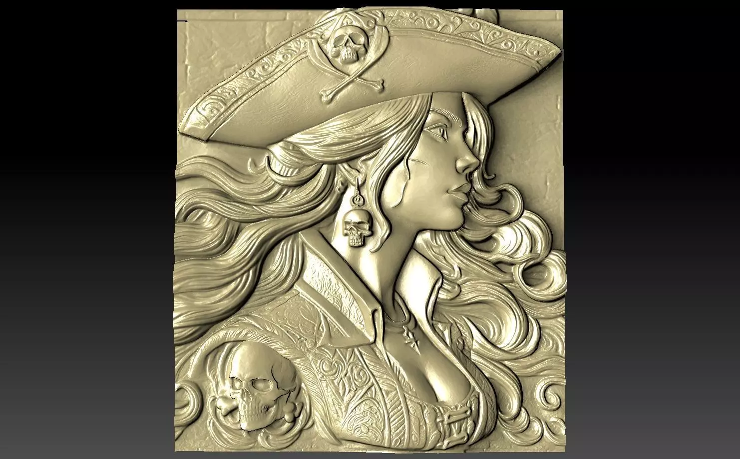 Pirate woman CNC 3D print model_0