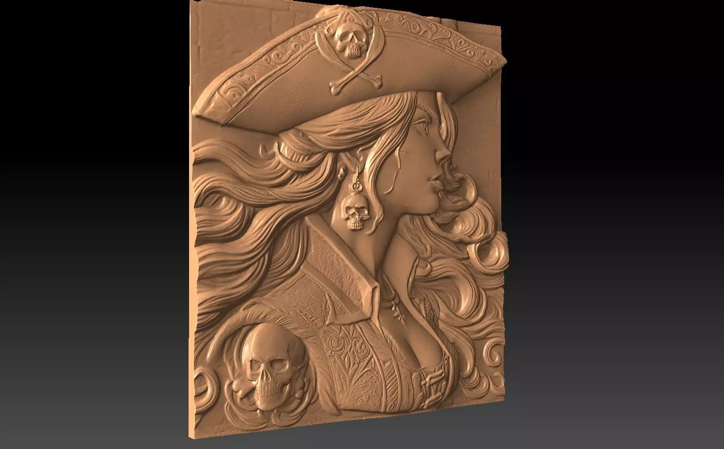 Pirate woman CNC 3D print model_2