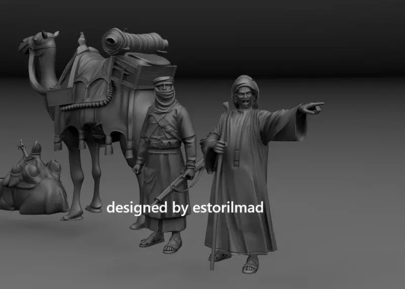 WW2 BEDOUINS WITH DROMEDARIES ALAMEIN 3D print model_1
