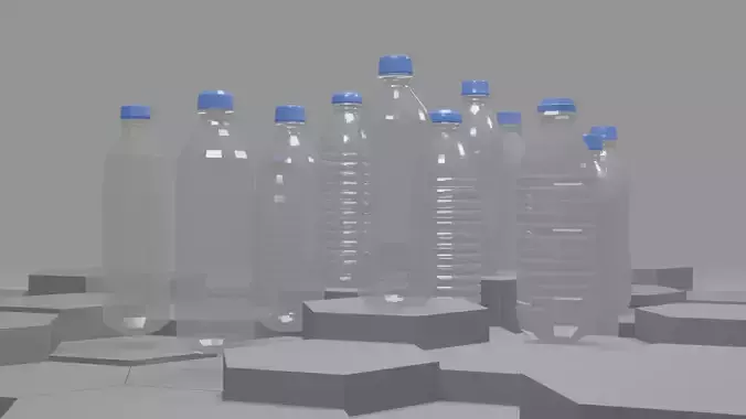 Plastic Bottle 3D Model Pack - Low Mid  High Poly Mesh Variants 