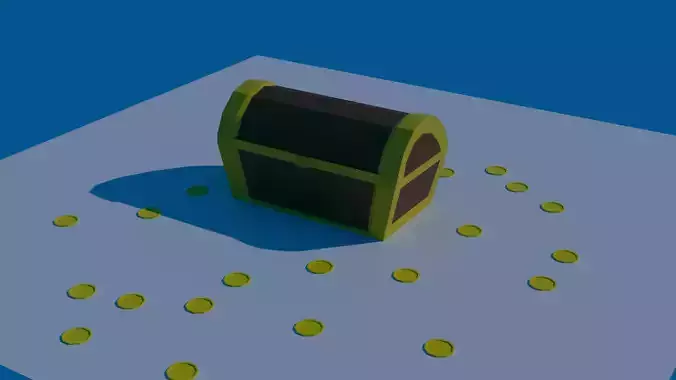 Low Poly Treasure Chest with Coins Low-poly 3D model Low Poly Treasure Chest with Coins Low-poly 3D model