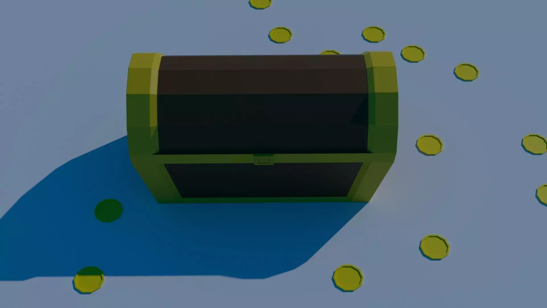 Low Poly Treasure Chest with Coins Low-poly 3D model_1