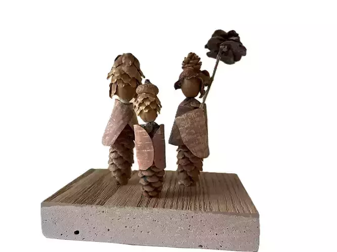 Handcrafted 3D Natural Figures Wood  Sculptures