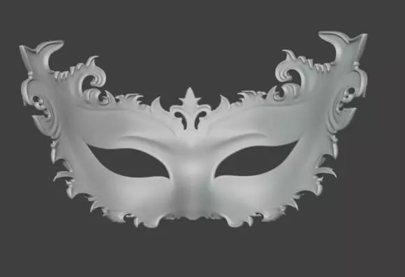 Luxury Venetian Masquerade Mask Ornate Dual Color 3D print model_3