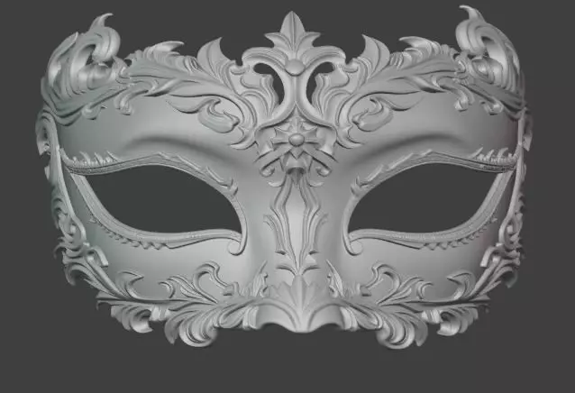 Luxury Venetian Masquerade Mask Ornate Dual Color 3D print model_1