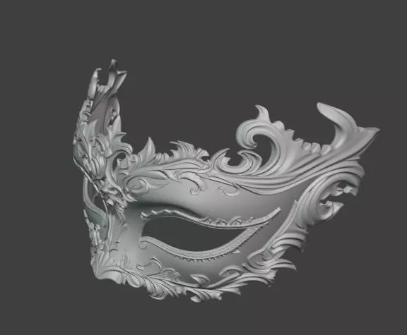 Luxury Venetian Masquerade Mask Ornate Dual Color 3D print model_2