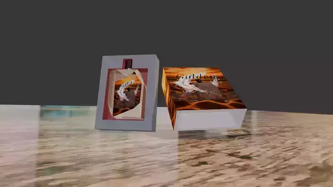 Perfume 3D model bottle with box
