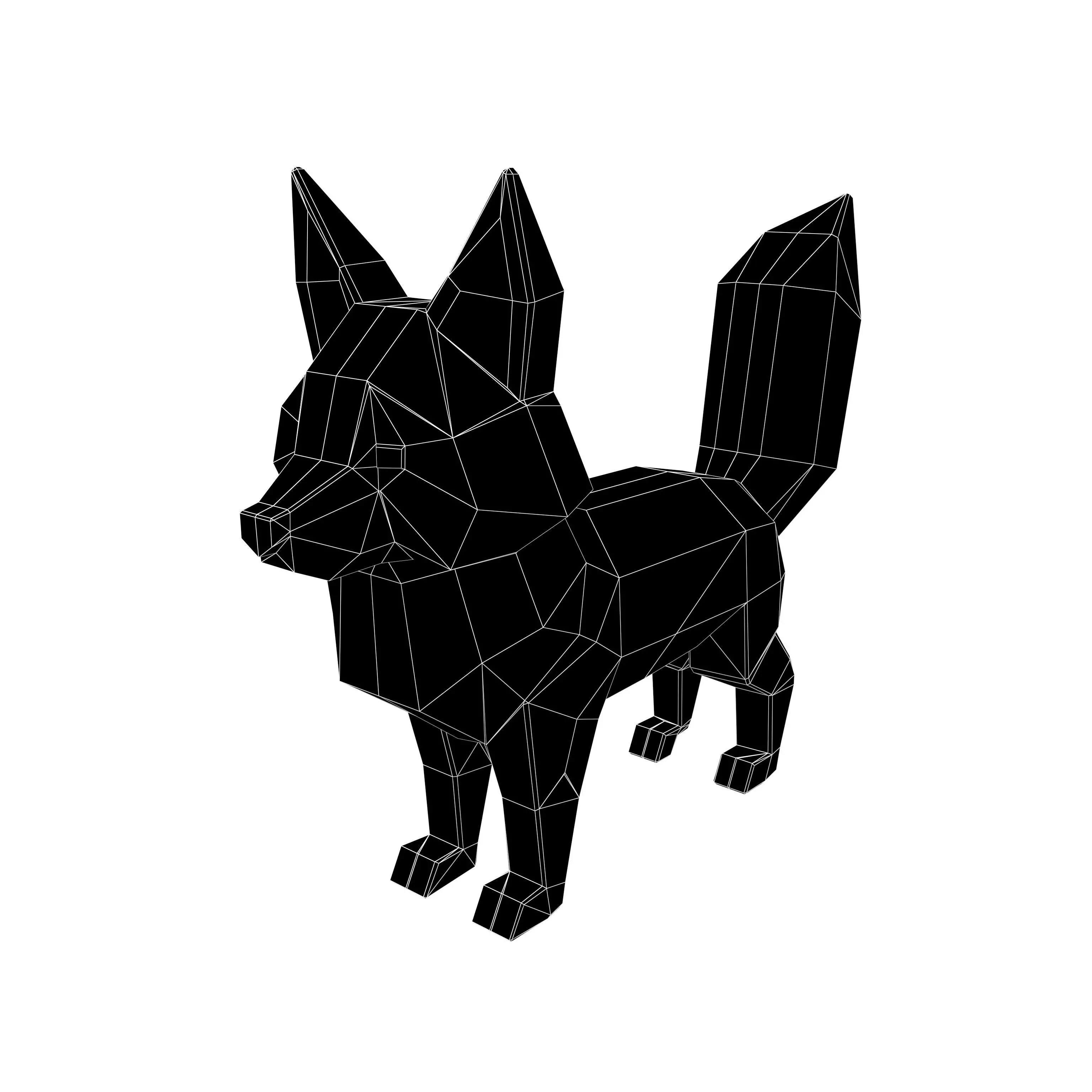 Lowpoly Fox v1 004 Low-poly 3D model_4