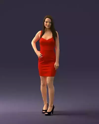 000293 Young Woman in a Fitted Red Dress 1008