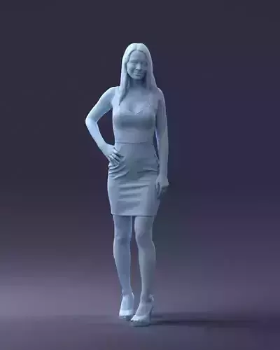 000293 Young Woman in a Fitted Red Dress 1008 3dp