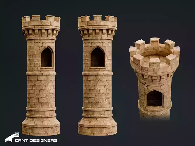 Ancient Stone Watchtower - Medieval Watchtower Column Low-poly 3D model