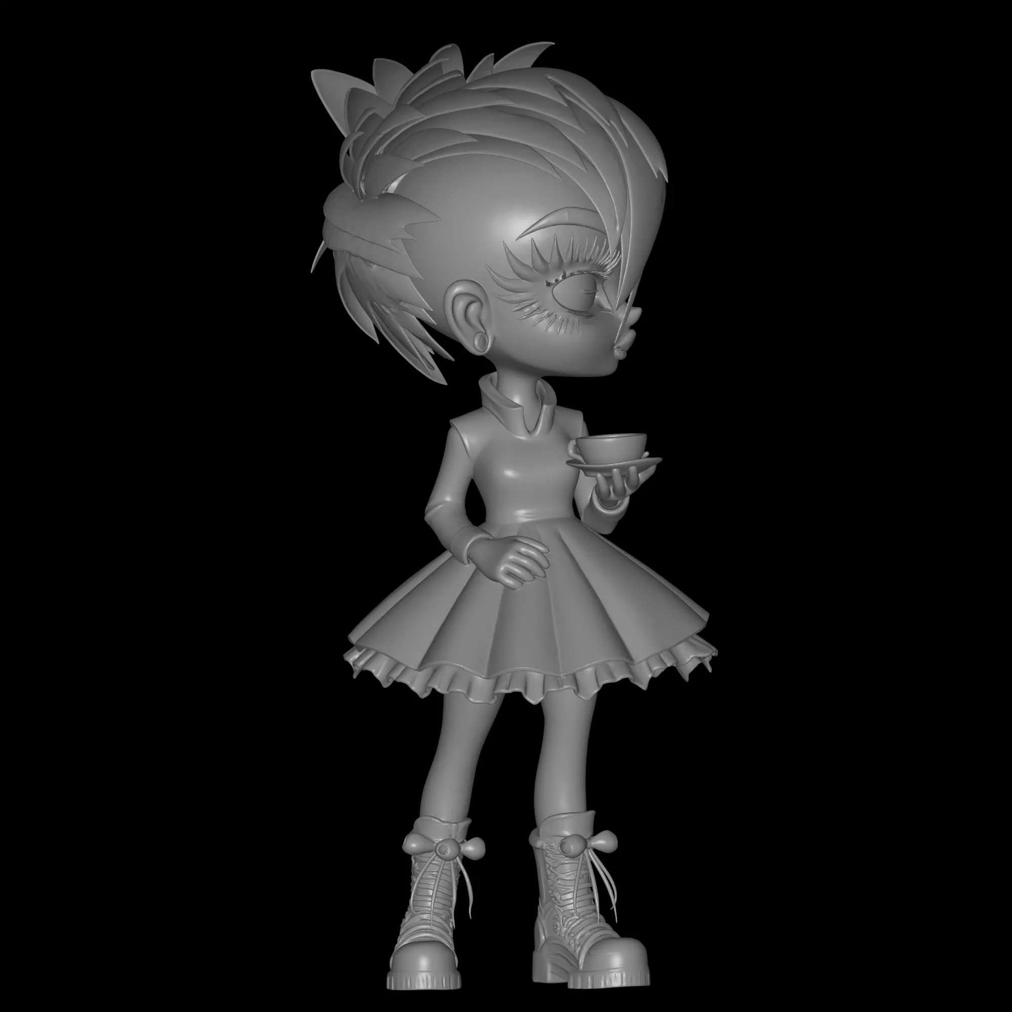 chibi rocker girl 3D print model_2