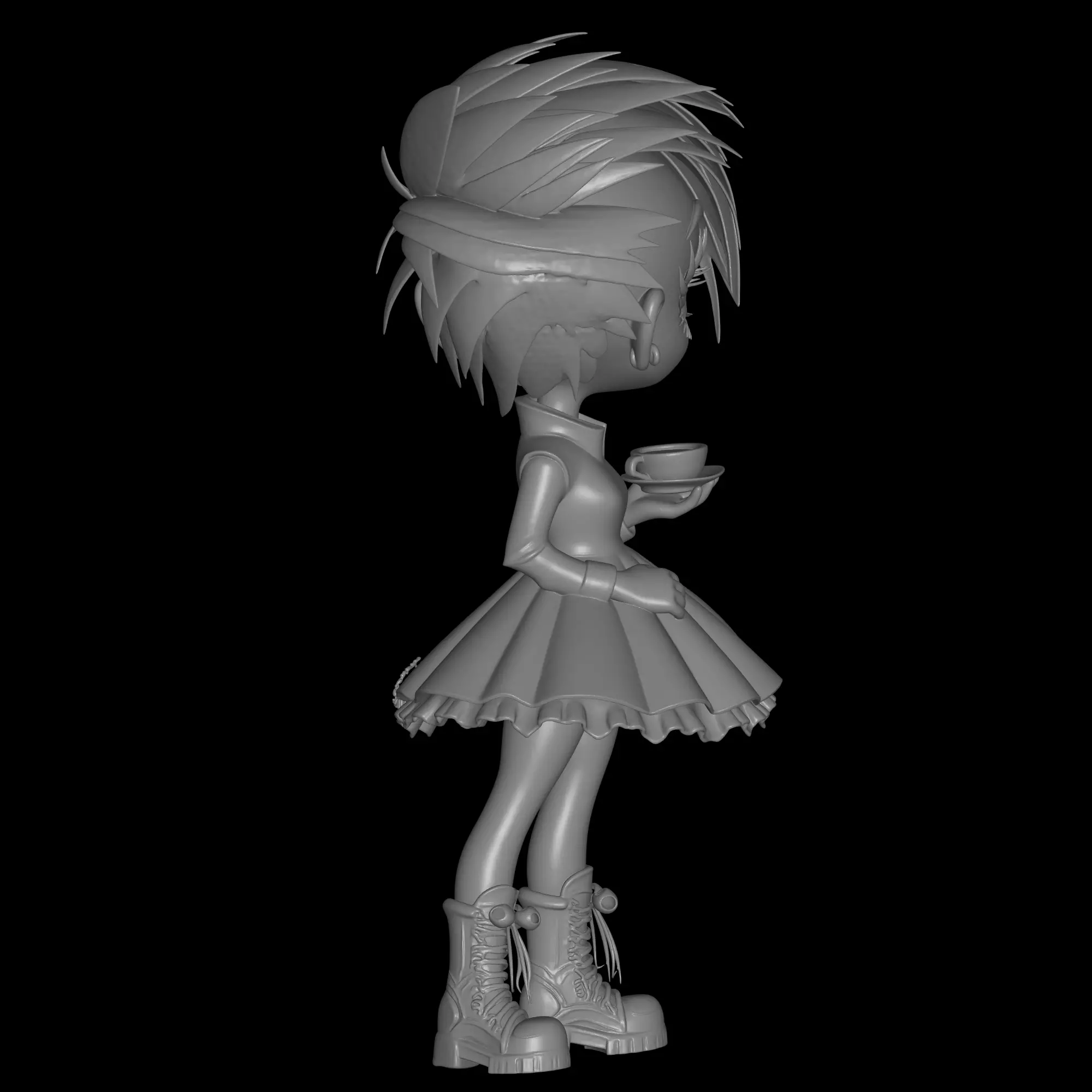 chibi rocker girl 3D print model_4