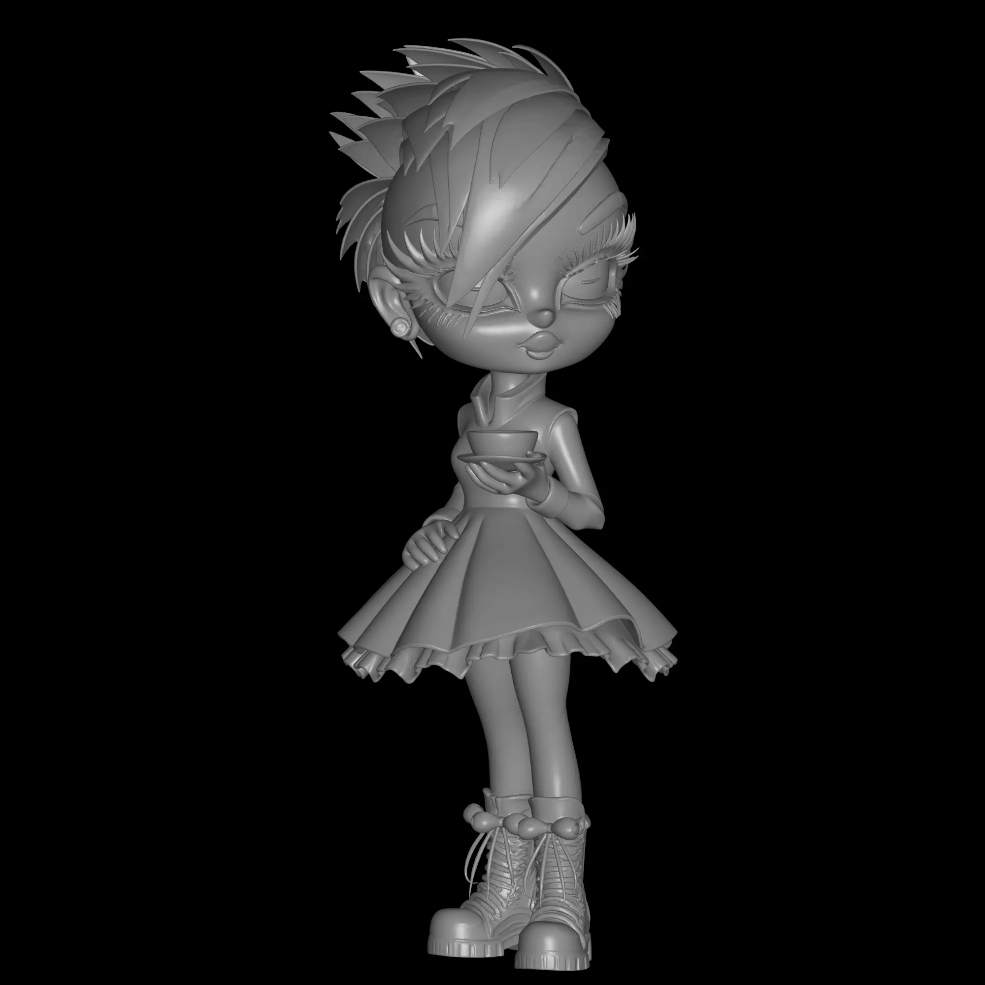 chibi rocker girl 3D print model_3