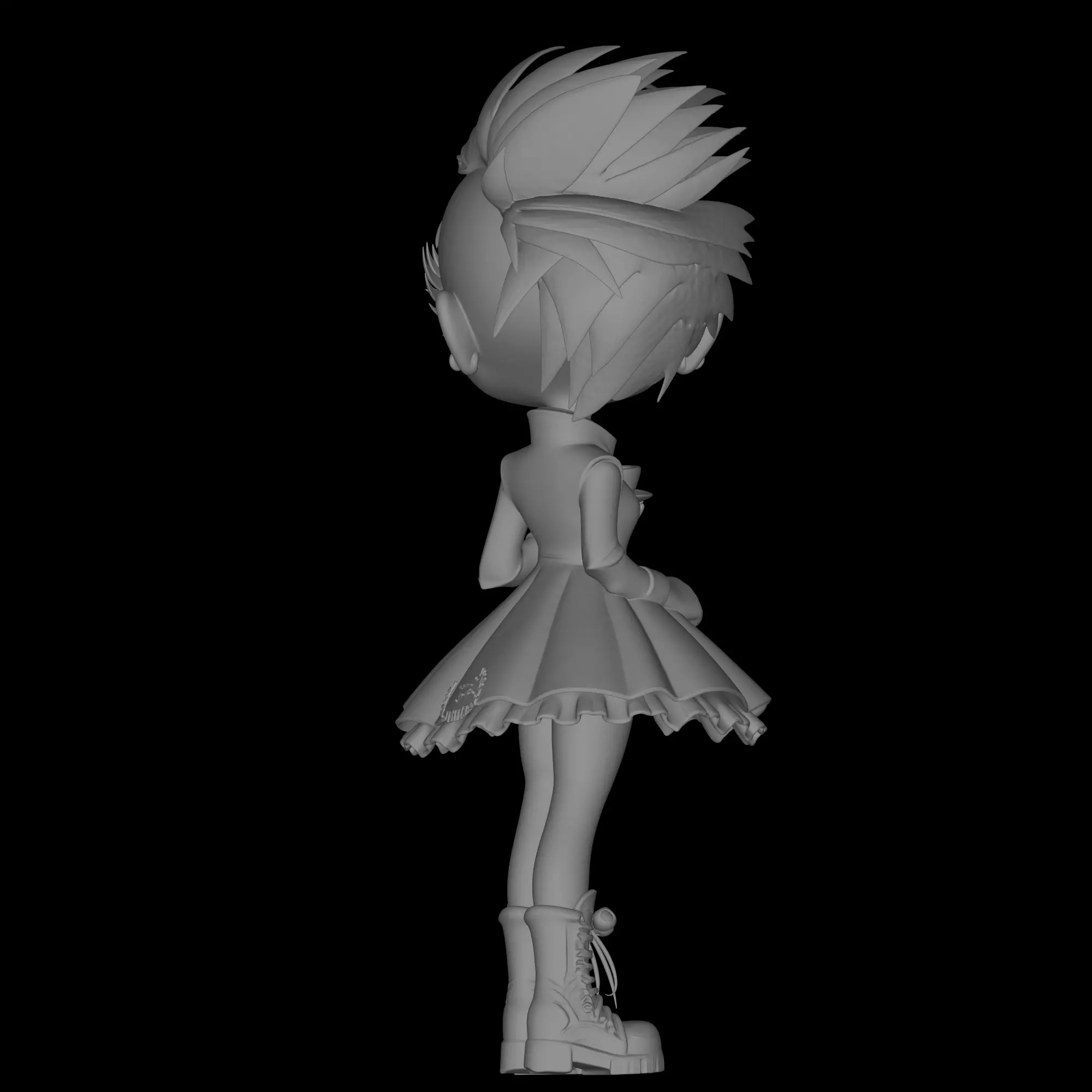 chibi rocker girl 3D print model_1