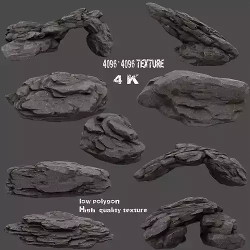 Rock Set texture pack Low-poly 3D model