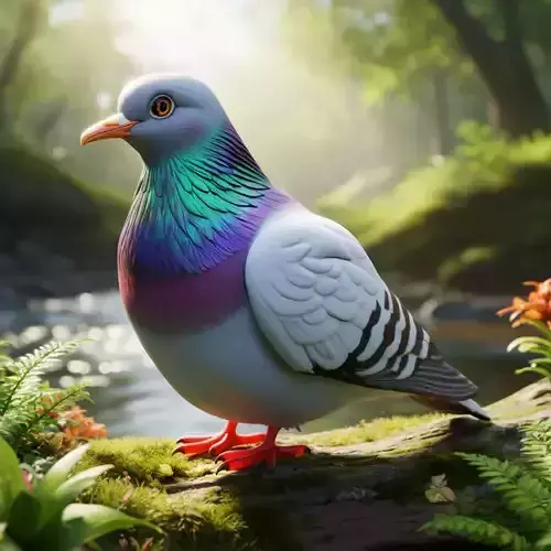 Pigeon Iridescent Bird Rainbow Neck Realistic 3D Model LowPoly Low-poly 3D model