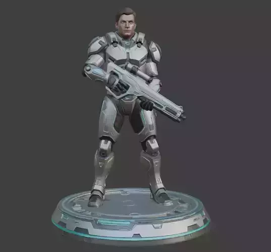 Futuristic Cyber Soldier 3D Model For 3D Printing
