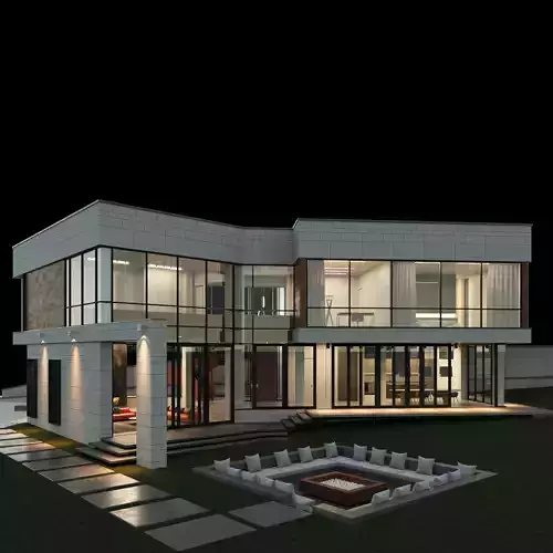 Modern house 2 with furniture 3D model