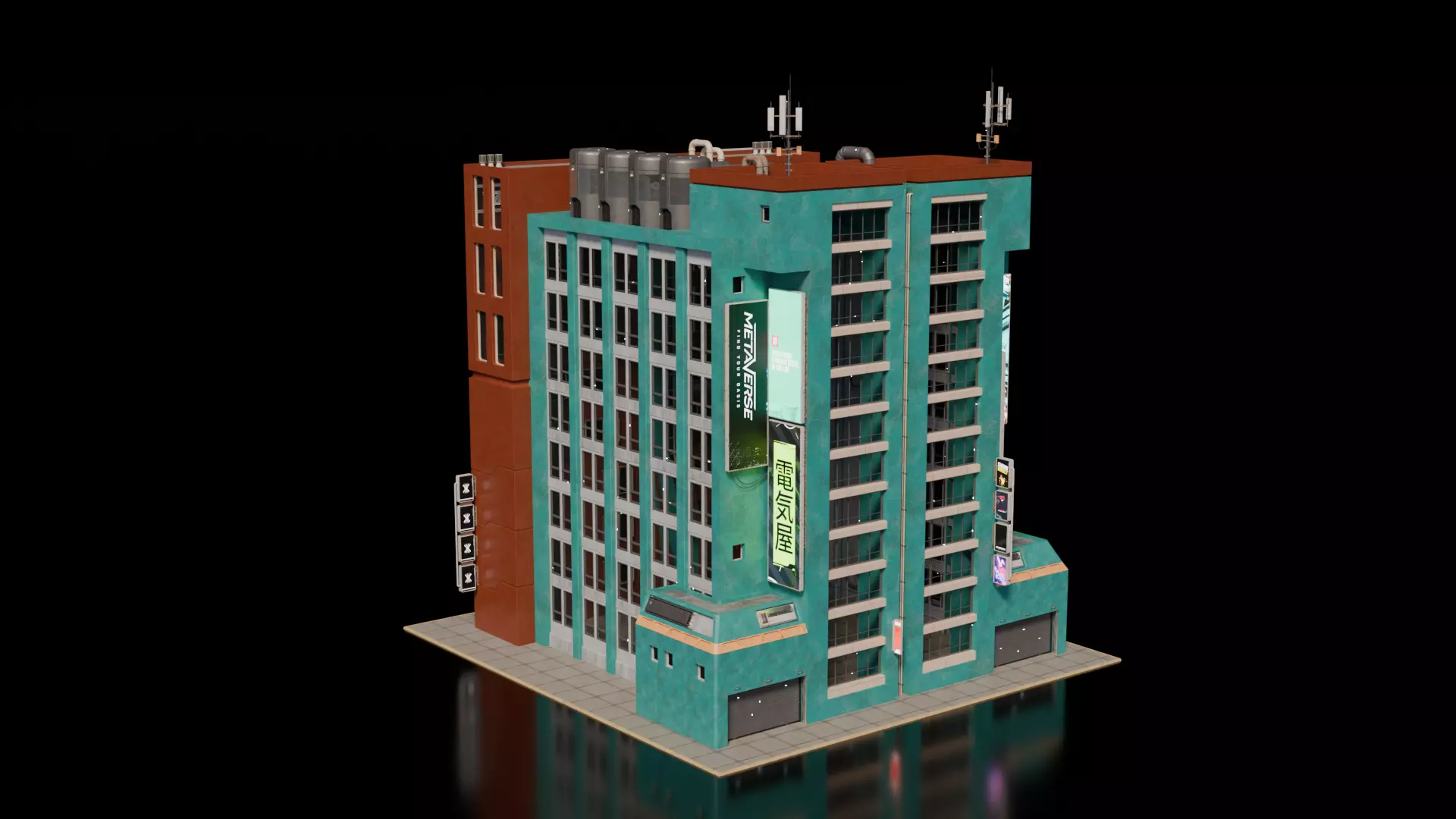 Cyberpunk building 21 3D model_1