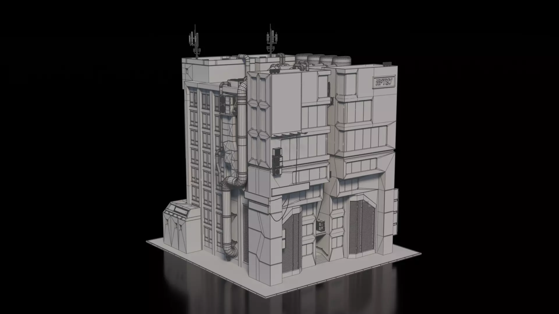 Cyberpunk building 21 3D model_2