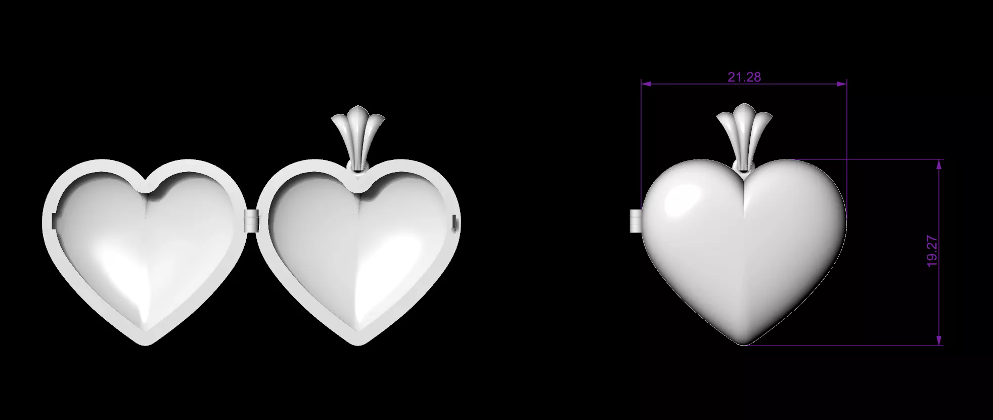 Heart Shaped Openable  Pendent  3D print model_1