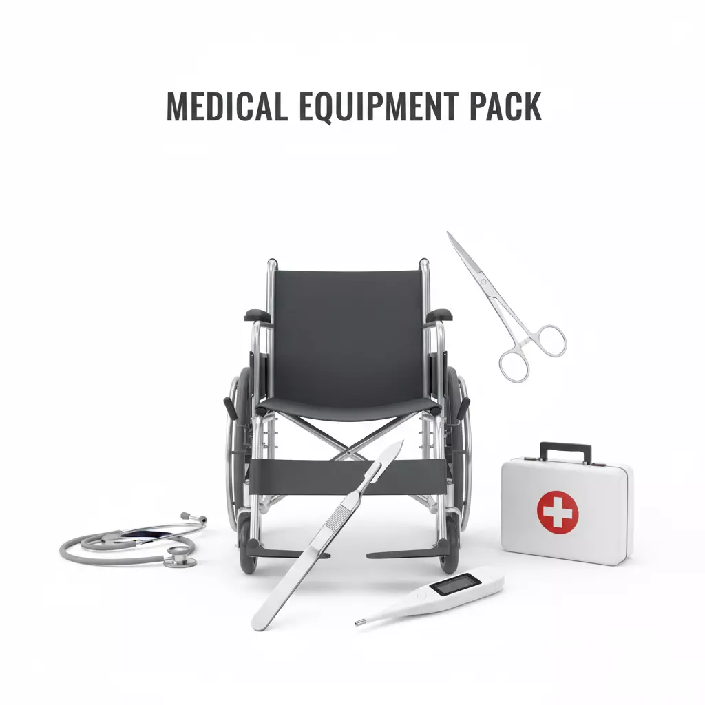 Medical Equipment 6 Models Low-poly 3D model_0