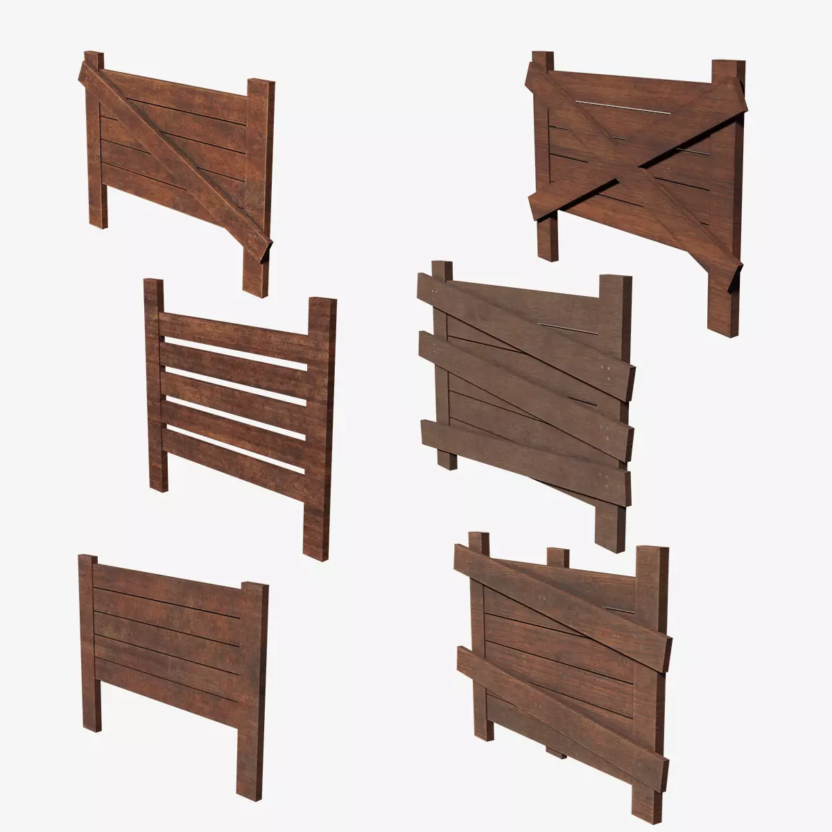Barricades Defences Series Wall Wooden Line N1-6 G1 3D model_0