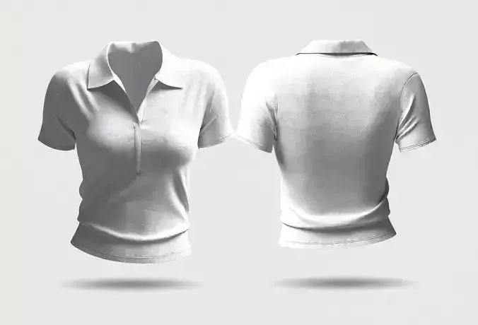 Collared Basic woman Tshirt 3D Model