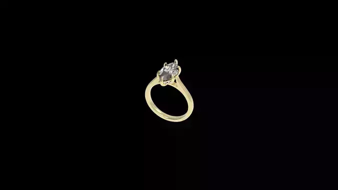 Engagement ring with Marquise and hidden halo 3D print model