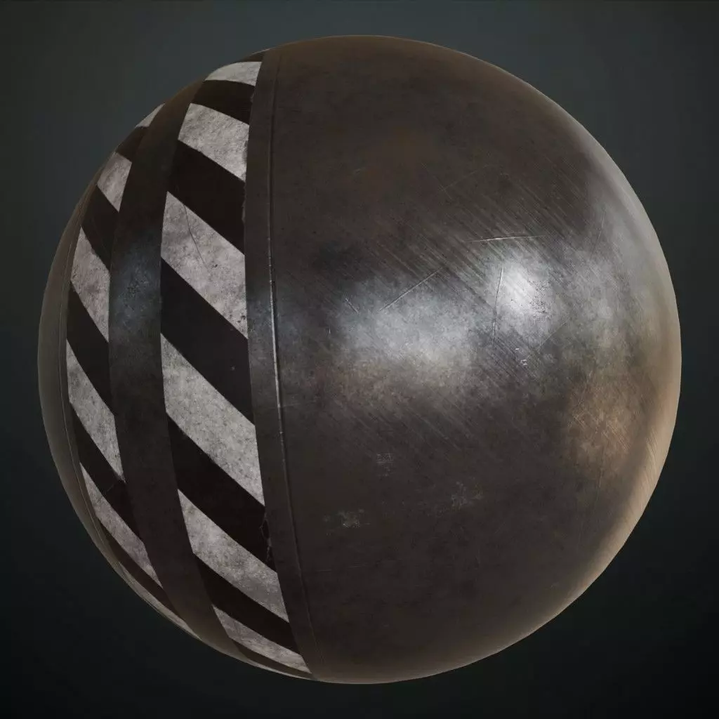 Metal Panel Hazard Stripes PBR SEAMLESS Texture_3