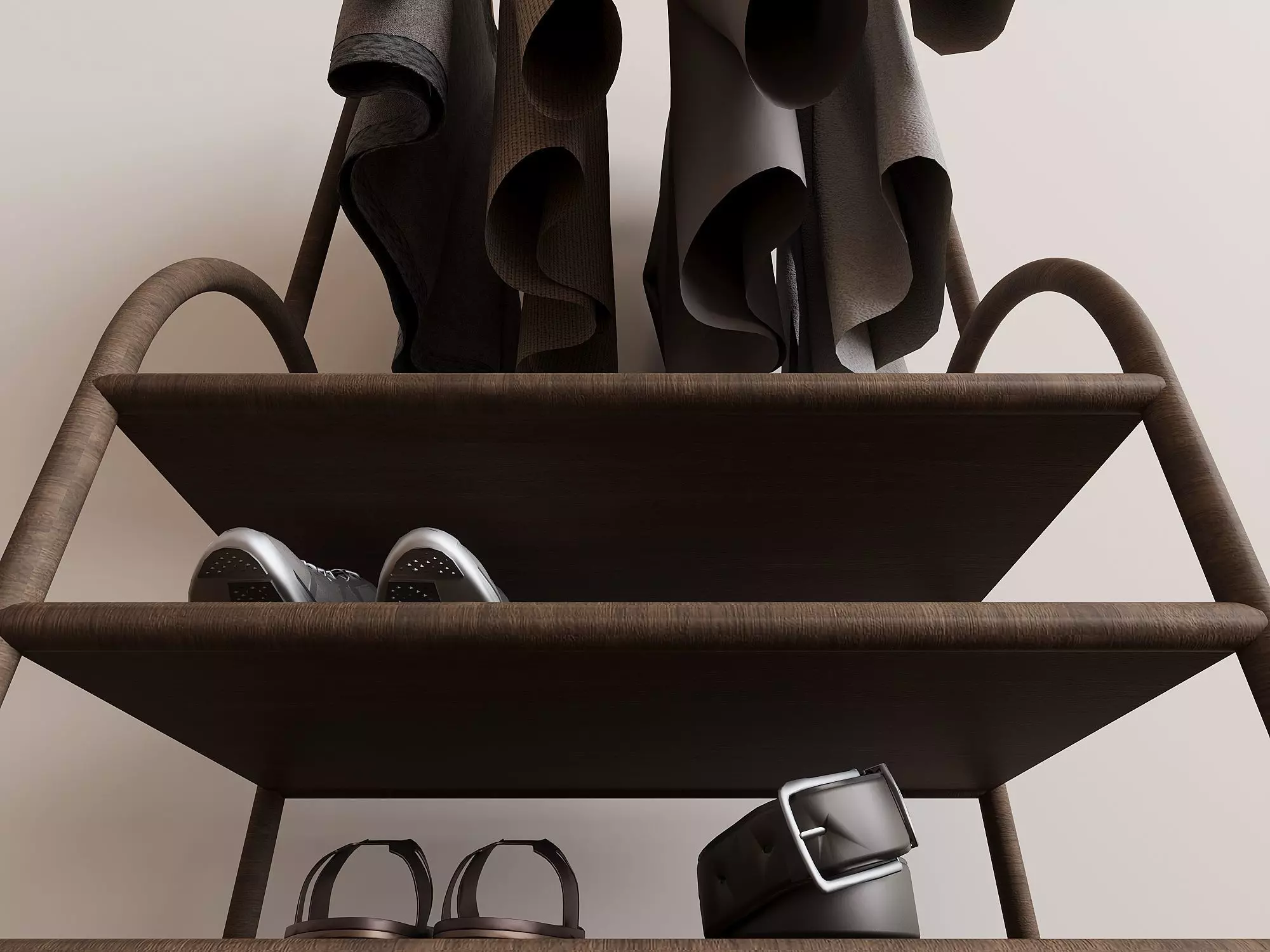 Modern Wood Clothes Rack 3D Model 3D model_4