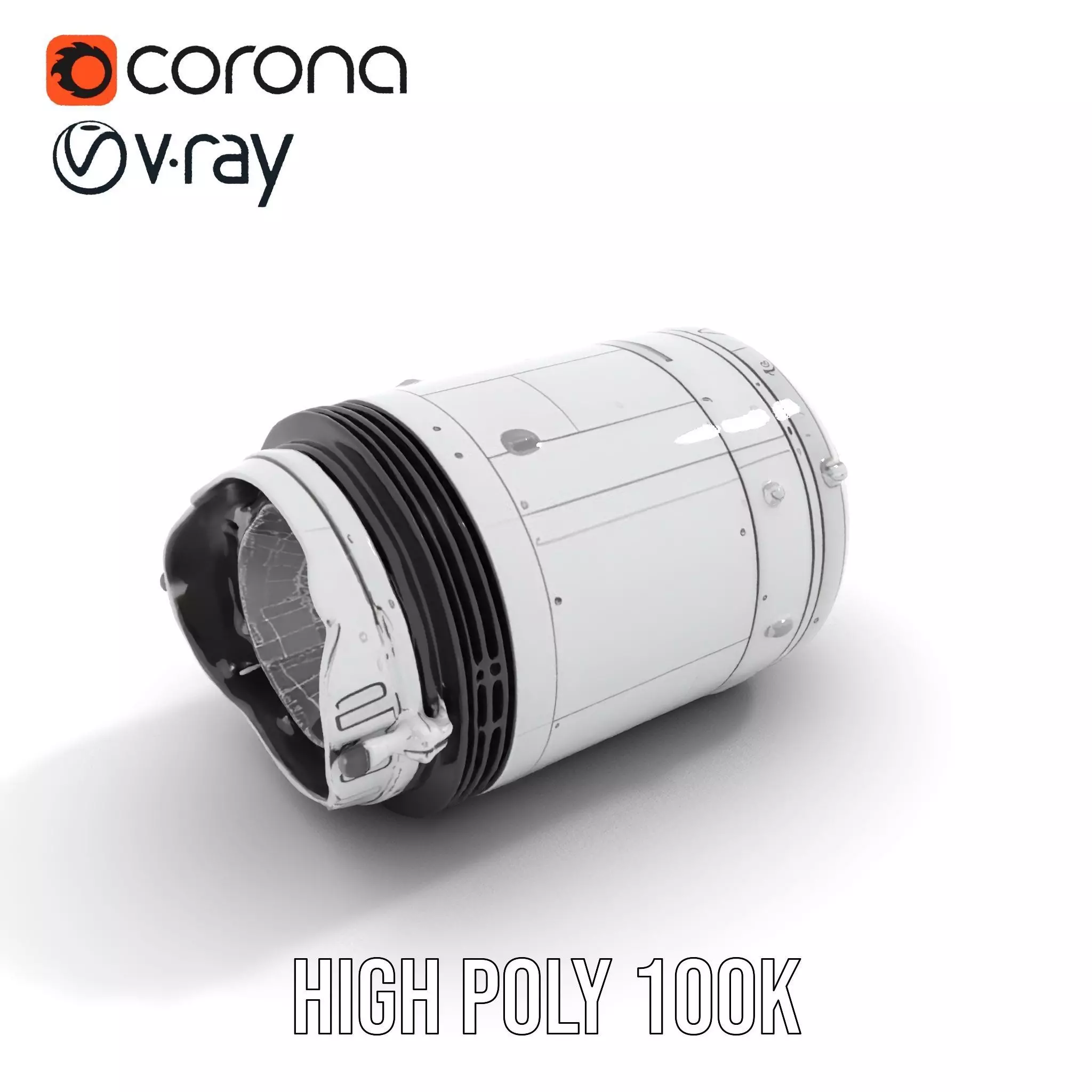 Sleek White Rocket model pack Low-poly 3D model_16