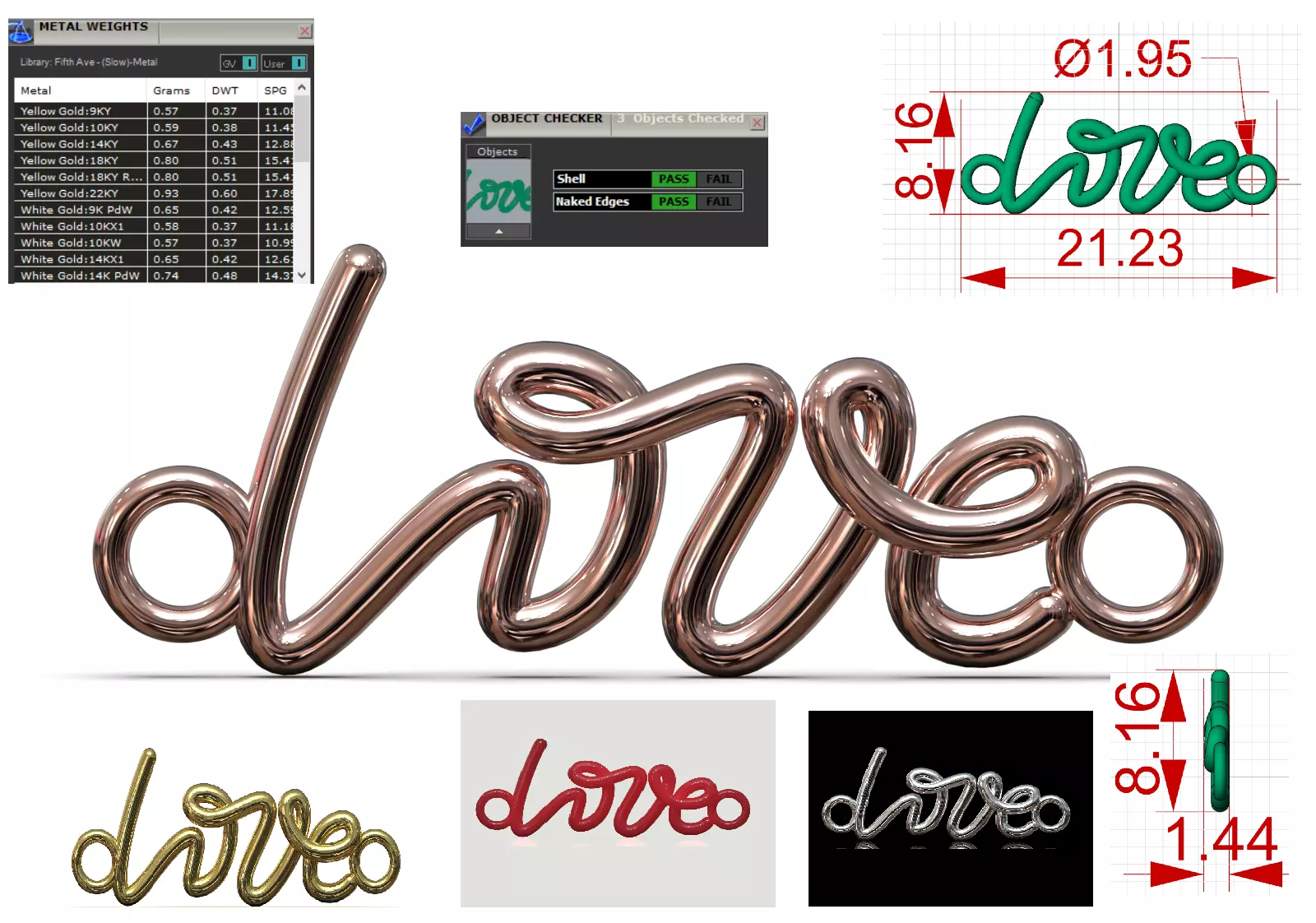 Plaque Calligraphy love a symbol of romantic passion gp0380 3D print model