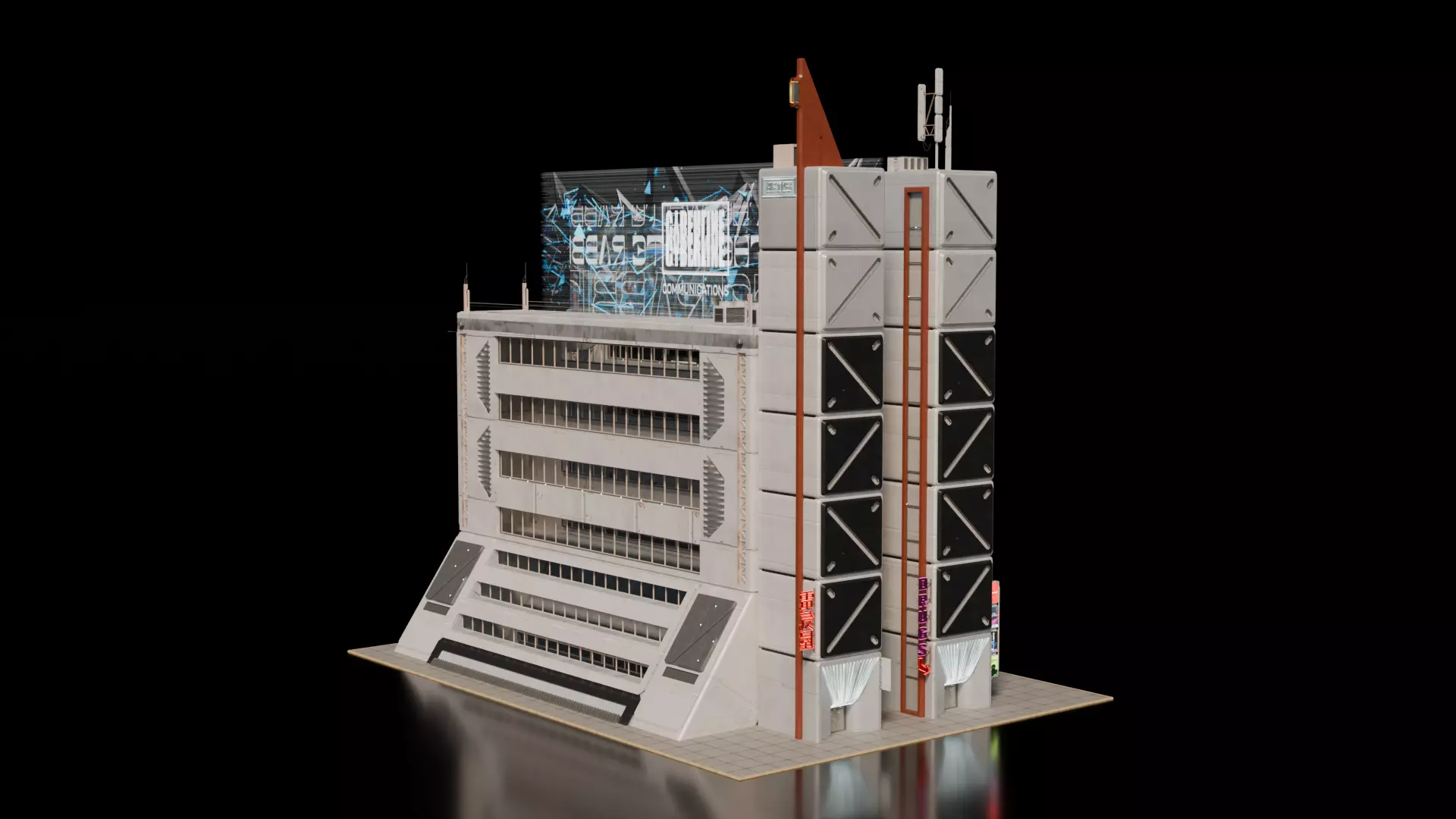 Cyberpunk building 22 3D model_1