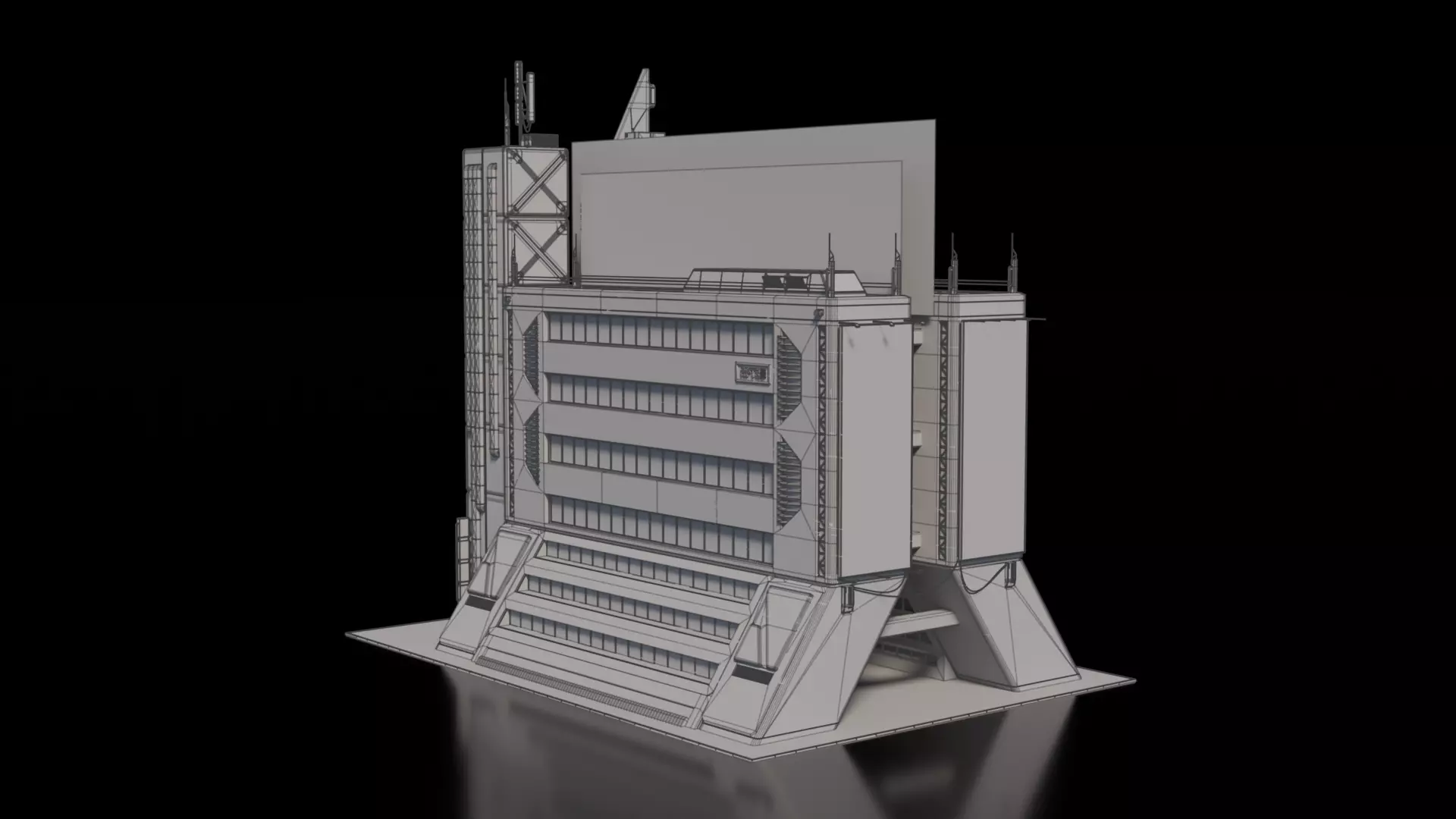 Cyberpunk building 22 3D model_2