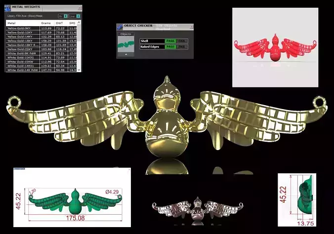Golden stl 3dm Pilot Badge model gp0246