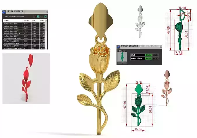 stl 3dm gold Plaque Miniature Orange Rose gp0023 3D print model