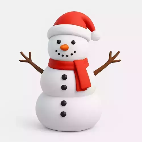 Snowman 3D Model Christmas Decoration Low Poly 3D print model