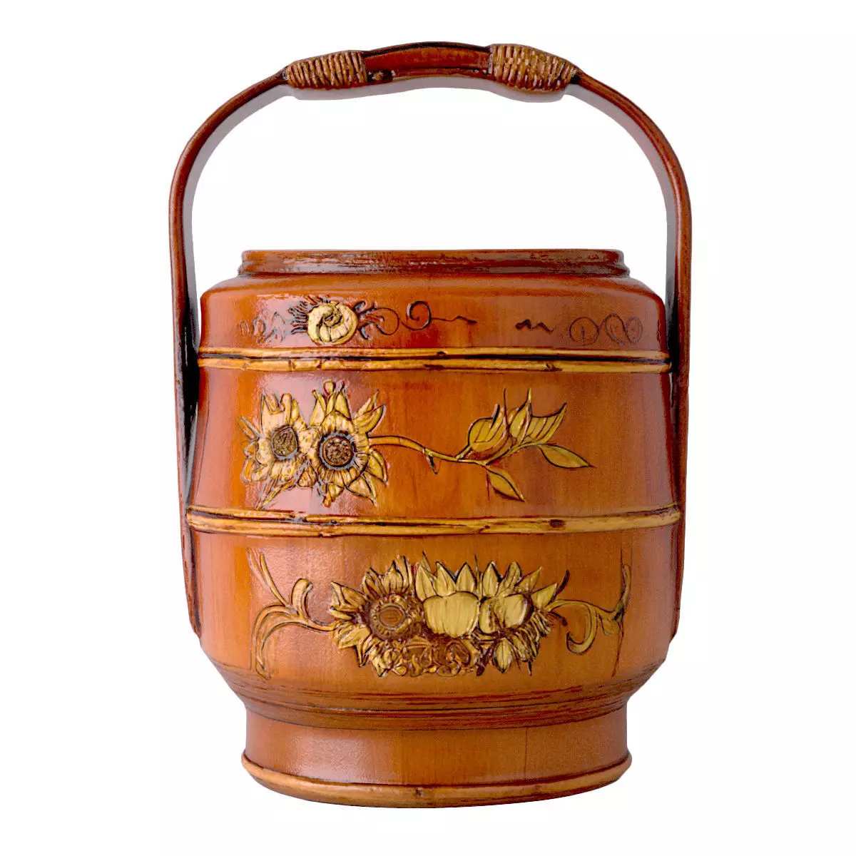 Antique Chinese Round Wedding Basket 3D model_2