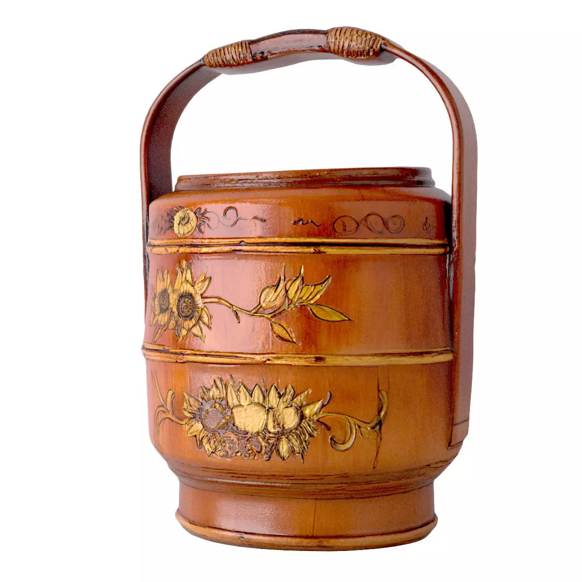 Antique Chinese Round Wedding Basket 3D model_0