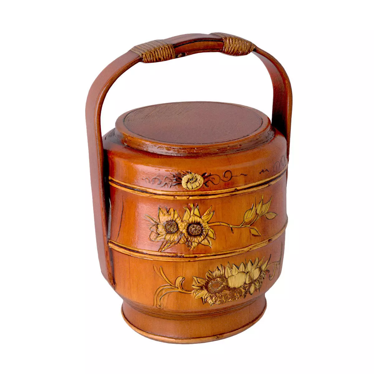 Antique Chinese Round Wedding Basket 3D model_5