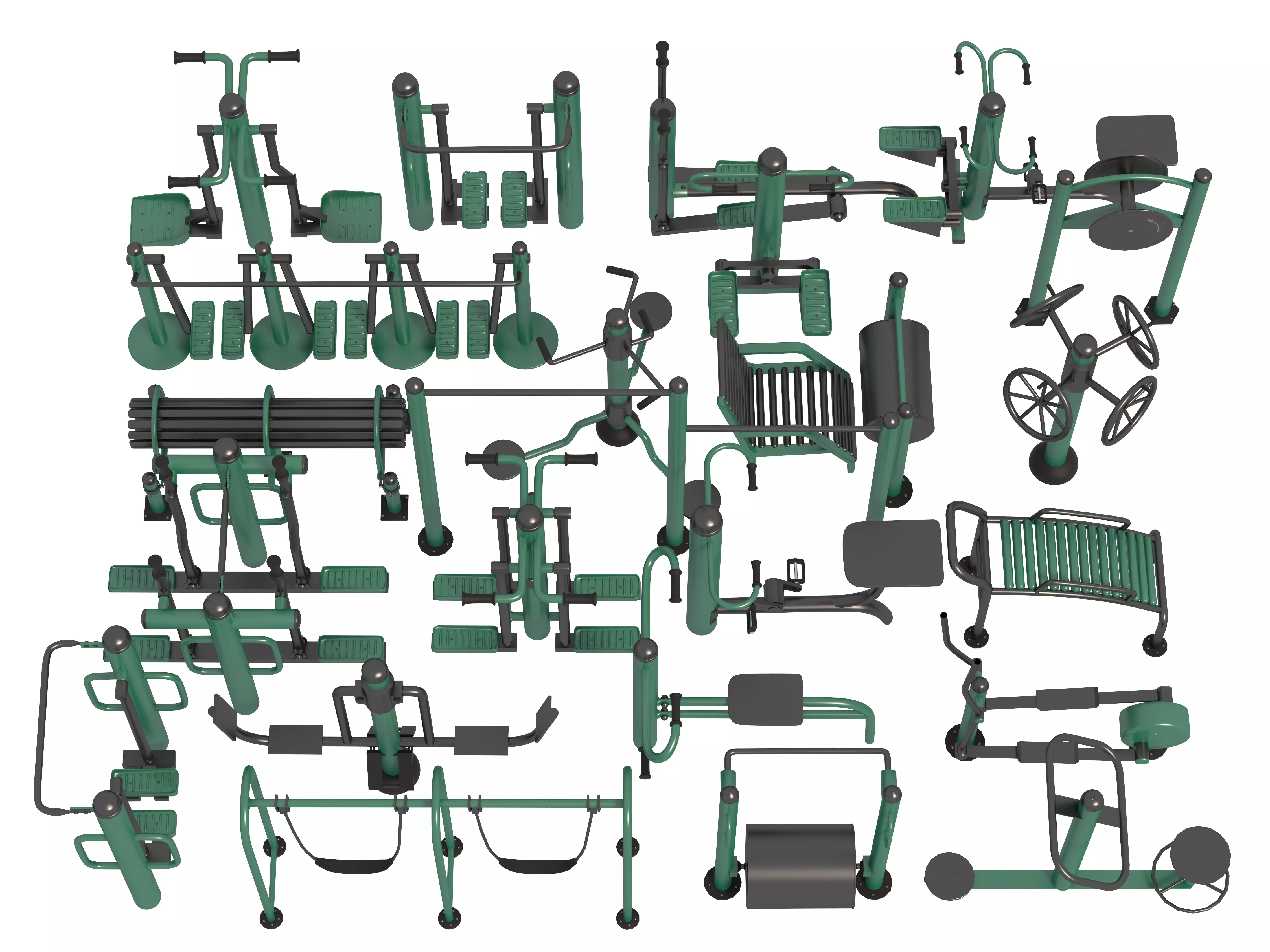 Outdoor Fitness Equipments Collection 3D model