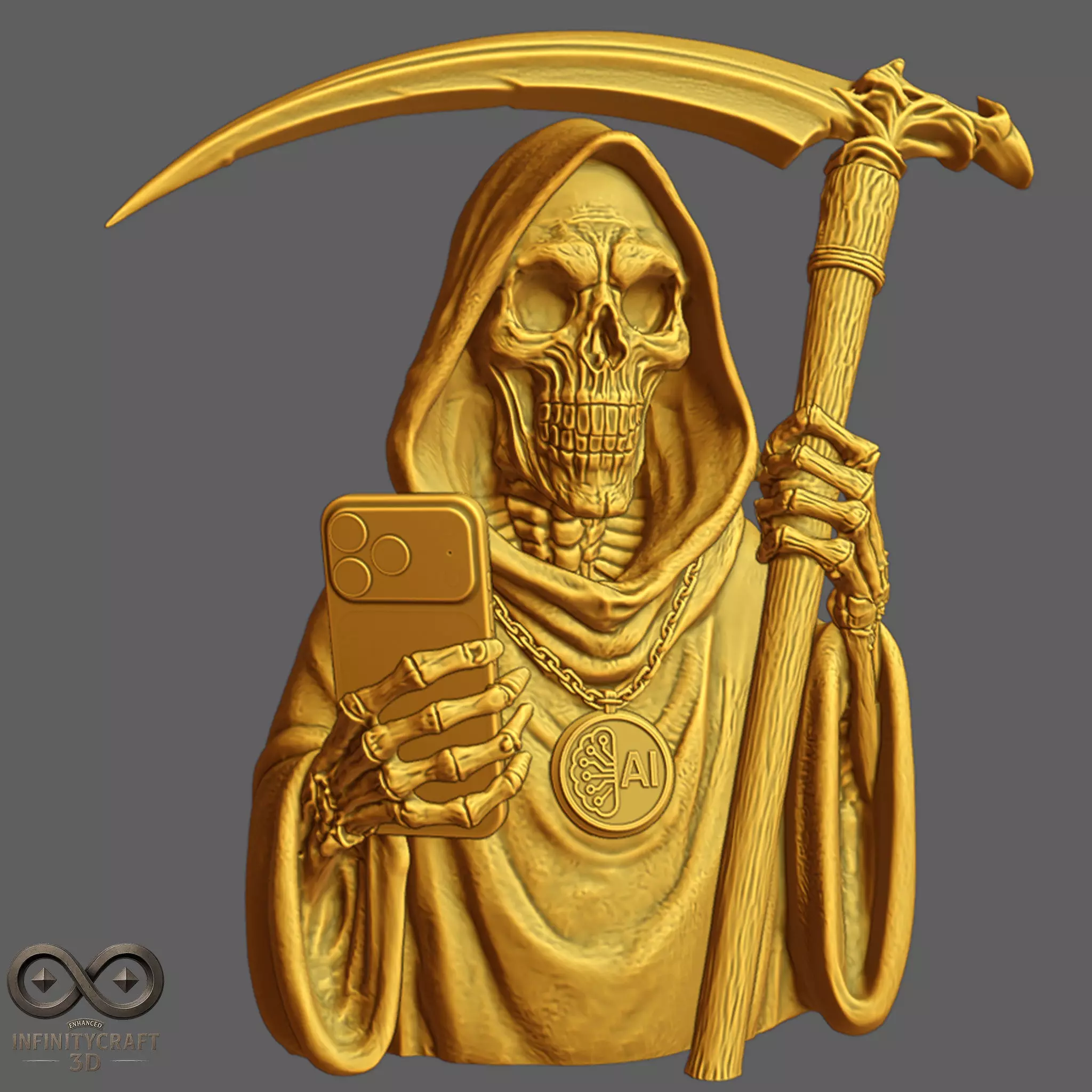 Digital Reaper AI Grim Statue 3D print model_2