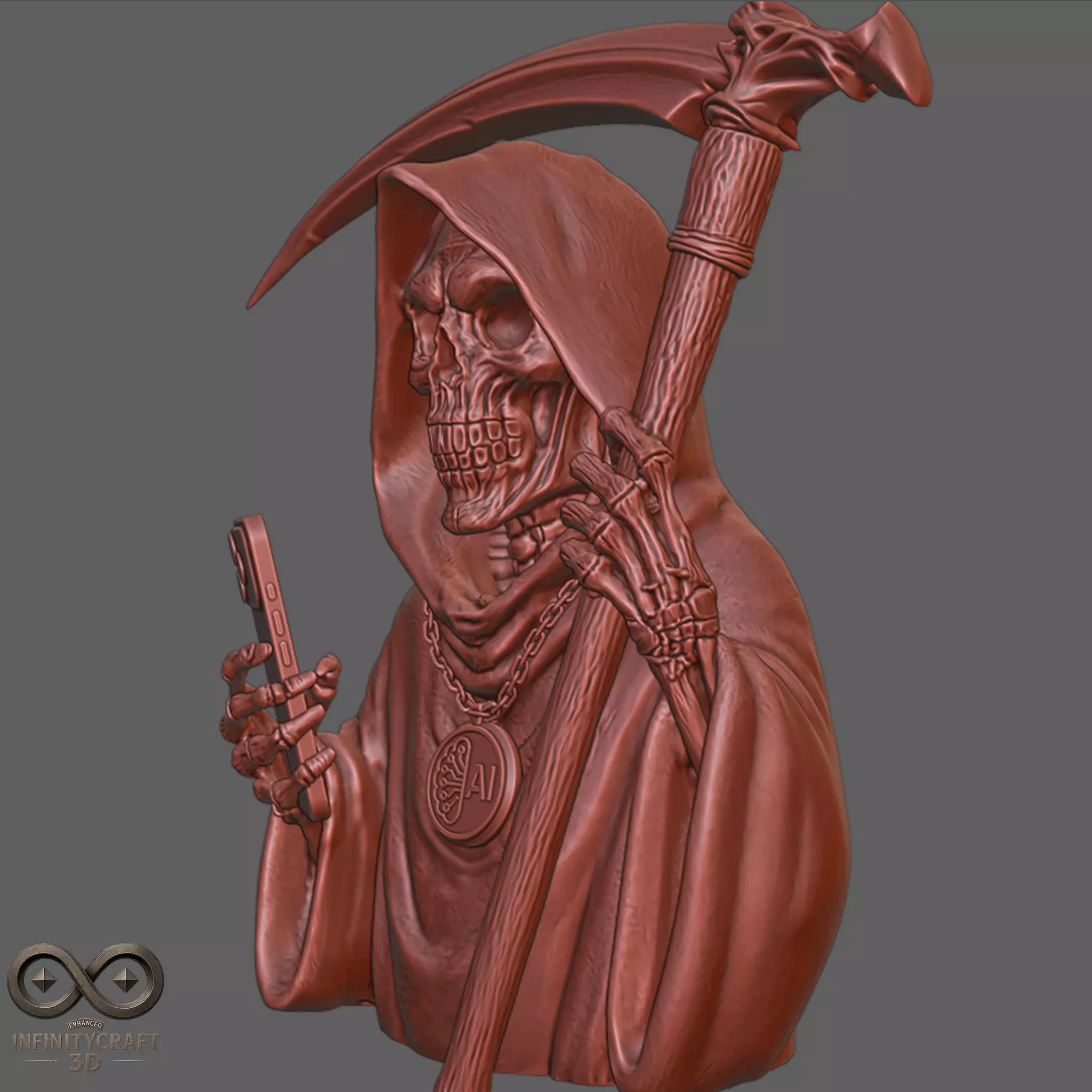 Digital Reaper AI Grim Statue 3D print model_3